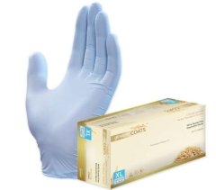 Gloveon COATS Synthetic Powder-Free Nitrile Gloves With Colloidal Oatmeal, Large, Light Blue, 100 Gloves Per Box