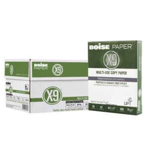 Boise & reg; X-9&reg; Multi-Use Printer & Copier Paper, Letter Size (8 1/2" x 11"), 5000 Total Sheets, 92 (U.S.) Brightness, 20 Lb, White, 500 Sheets Per Ream, Case Of 10 Reams
