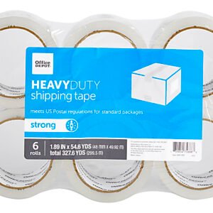 Office Depot&reg; Brand Heavy Duty Shipping Packing Tape, 1.89" x 54.6 Yd., Crystal Clear, Pack Of 6 Rolls