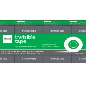 Office Depot&reg; Brand Office Depot Invisible Tape, 3/4" x 1296", Clear, Pack of 16 rolls